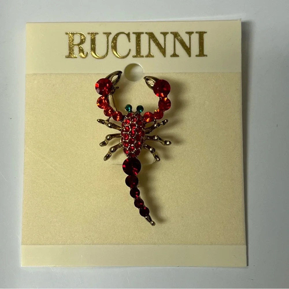NEW VTG Rucinni Scorpian Swarovski Crystal Pin Brooch 2” Jewelry Gift For her